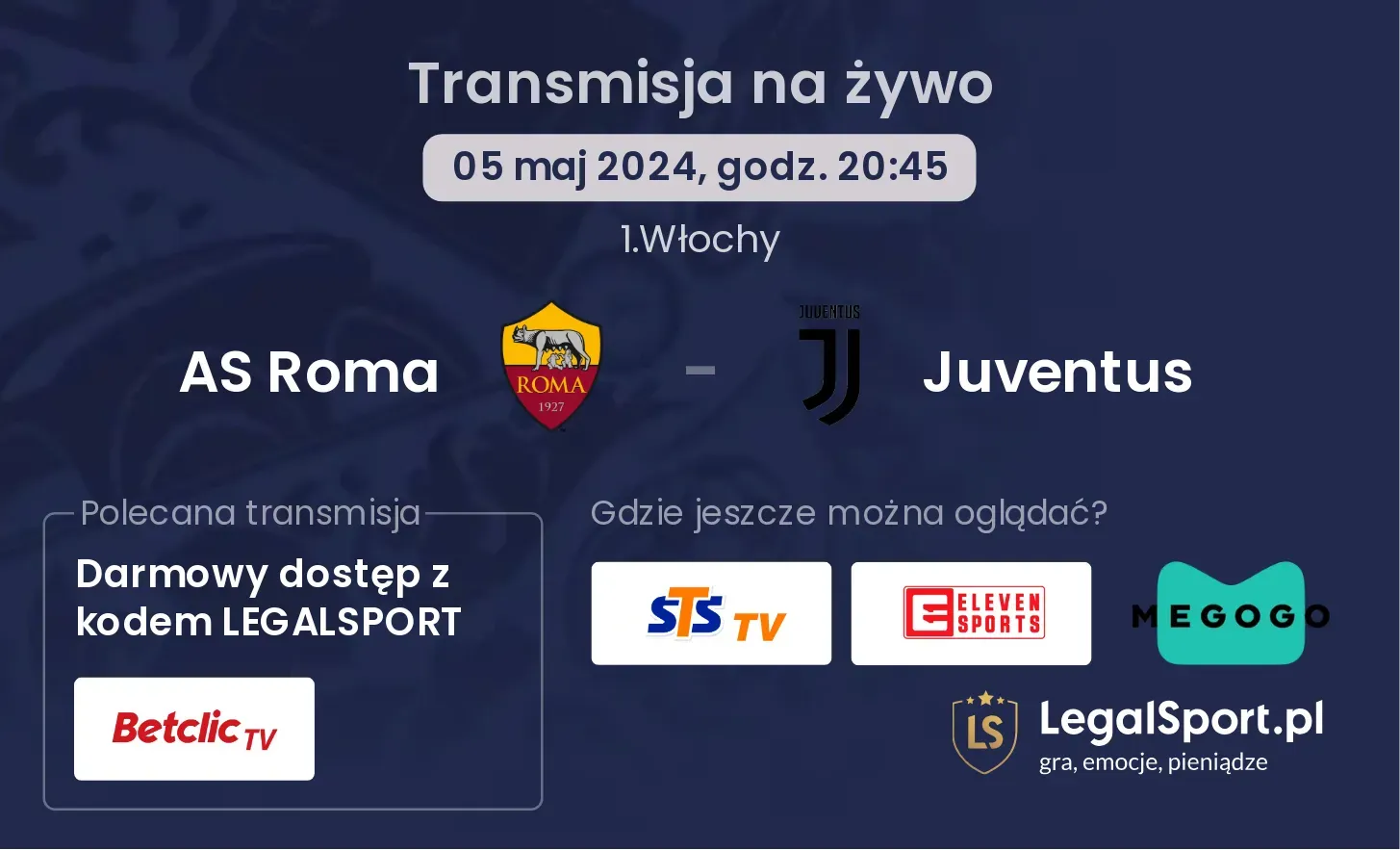 AS Roma - Juventus transmisja na żywo