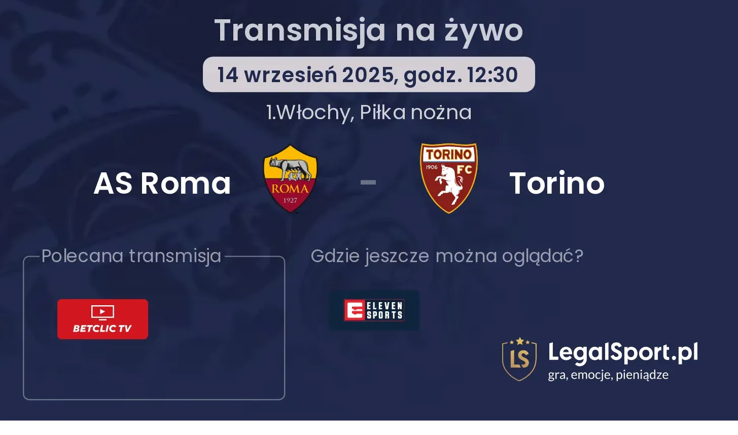 AS Roma - Torino transmisja na żywo