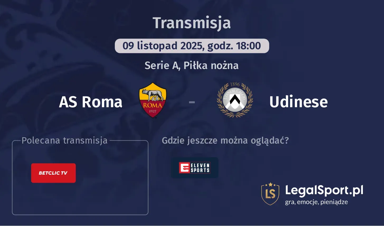 AS Roma - Udinese Transmisje