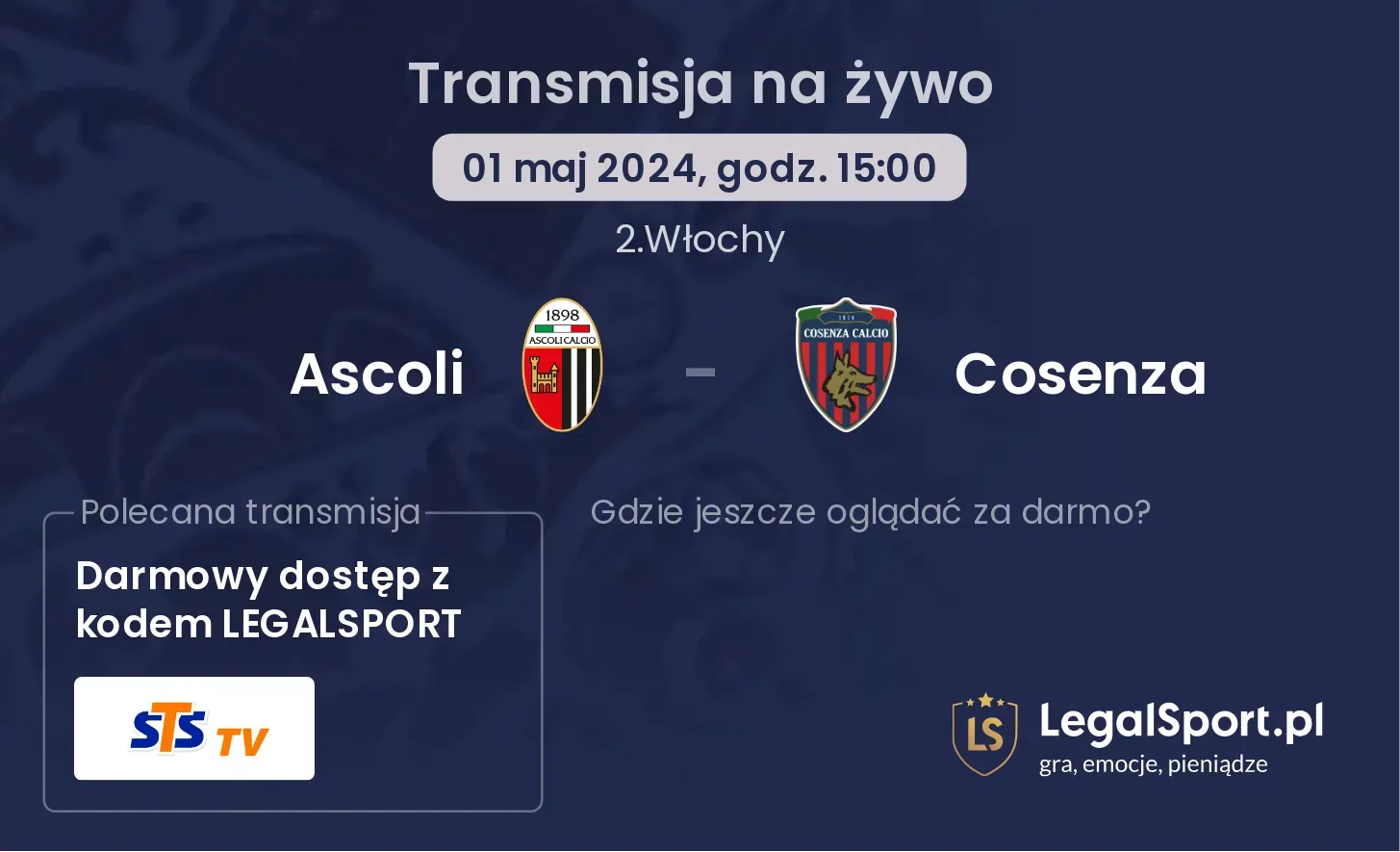 Ascoli - Cosenza transmisja na żywo