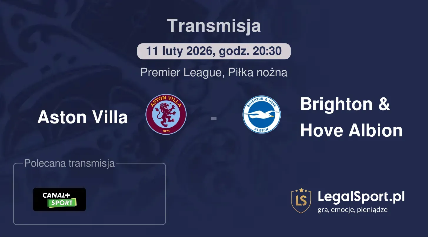 Aston Villa - Brighton & Hove Albion Transmisje