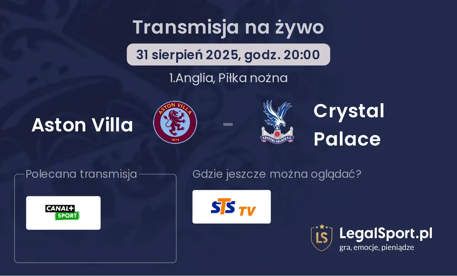 Aston Villa - Crystal Palace transmisja na żywo