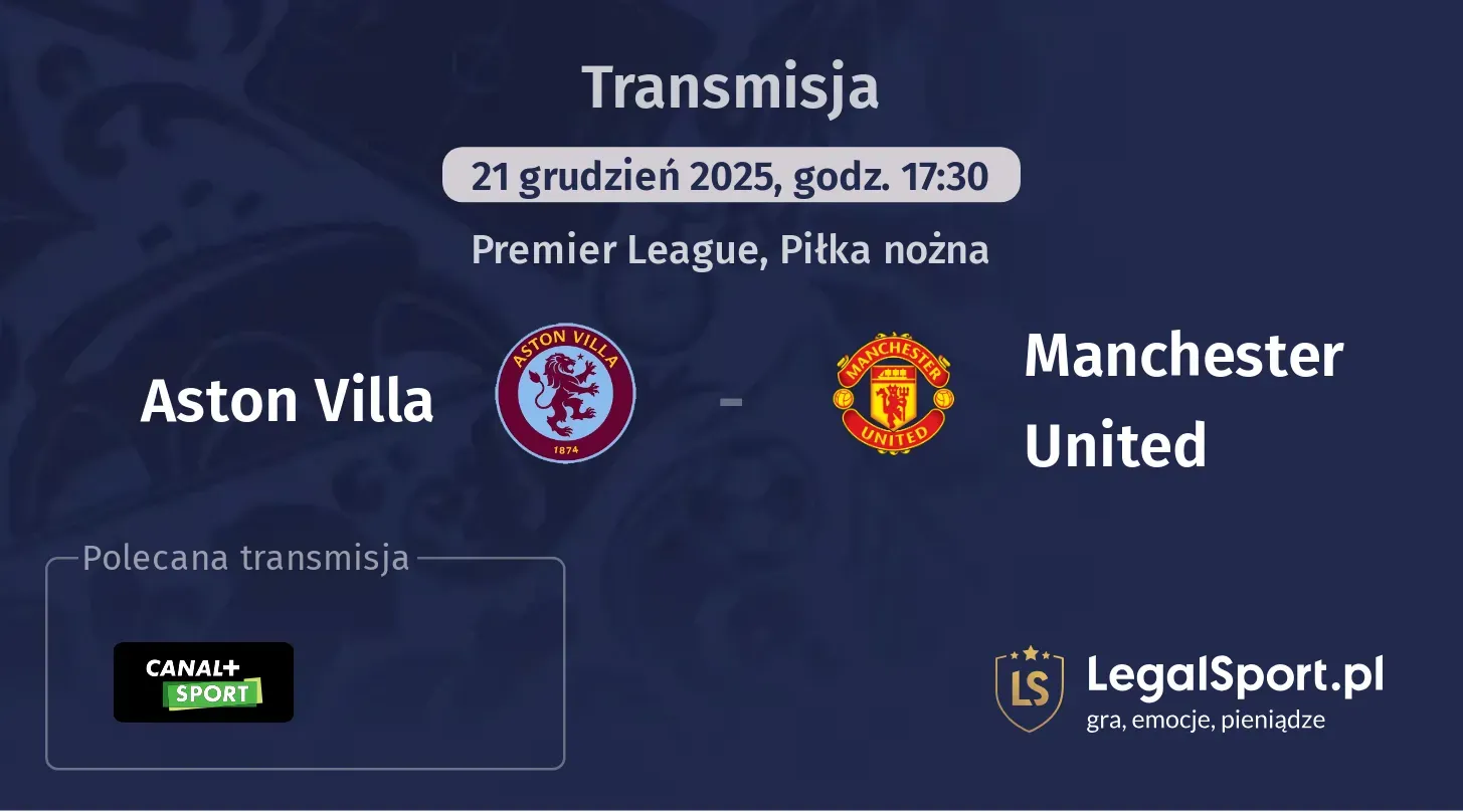 Aston Villa - Manchester United Transmisje