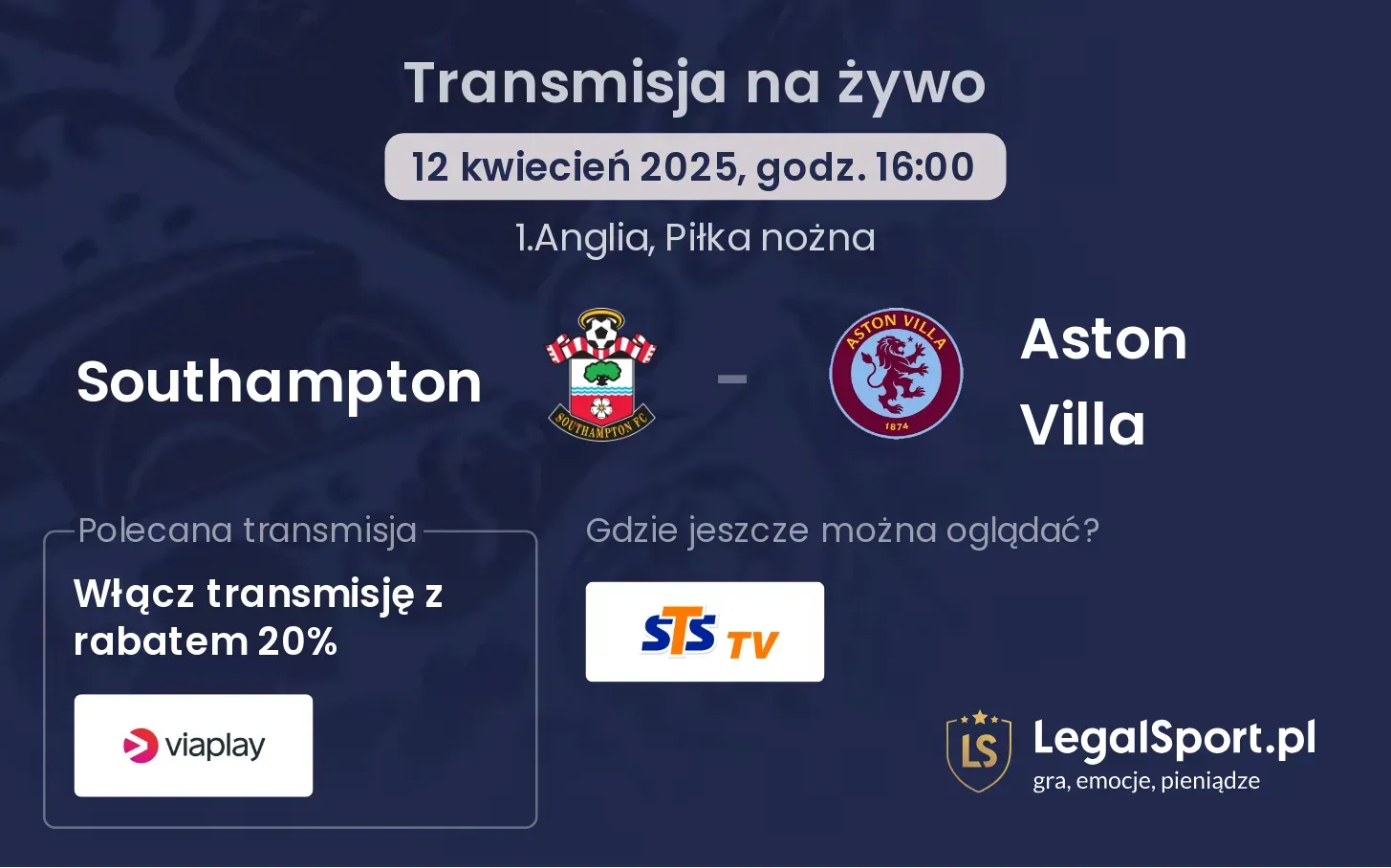 Southampton - Aston Villa gdzie oglądać?