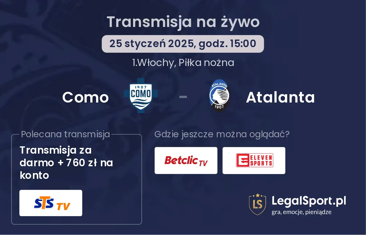 Como - Atalanta gdzie oglądać?