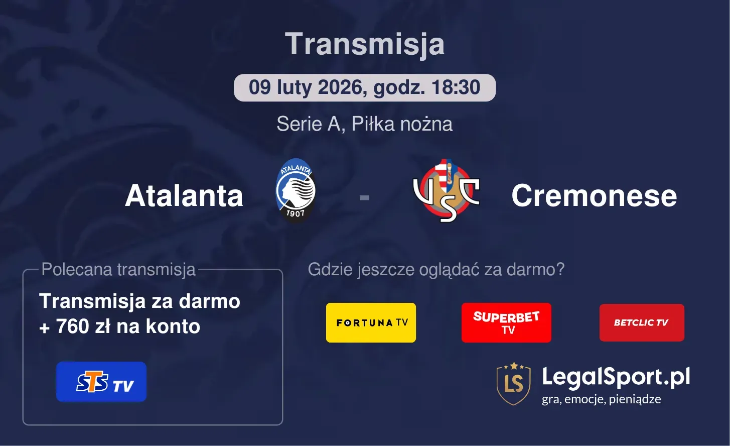 Atalanta - Cremonese Transmisje
