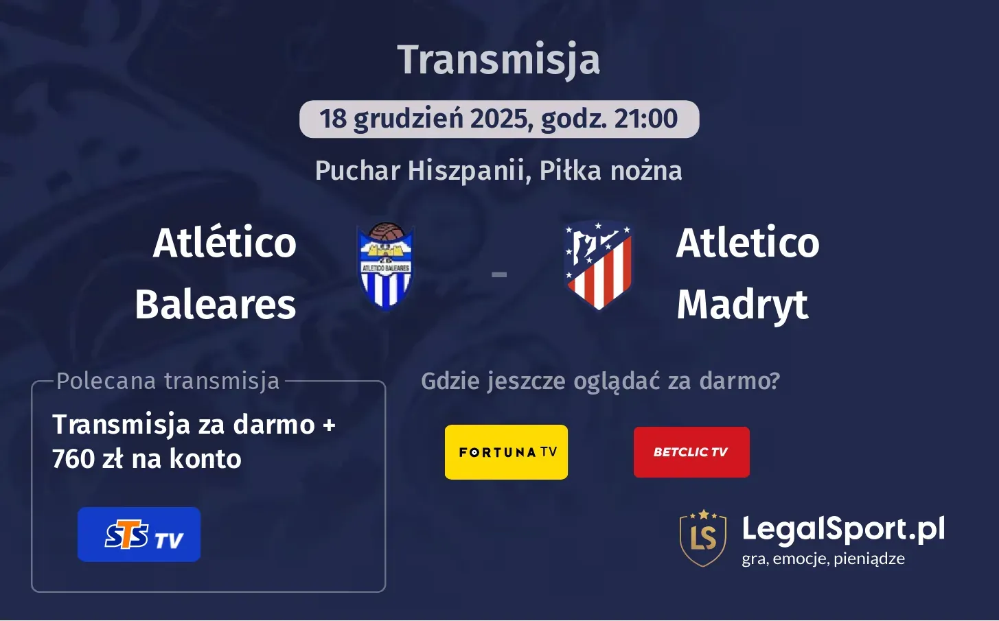 Atlético Baleares - Atletico Madryt Transmisje