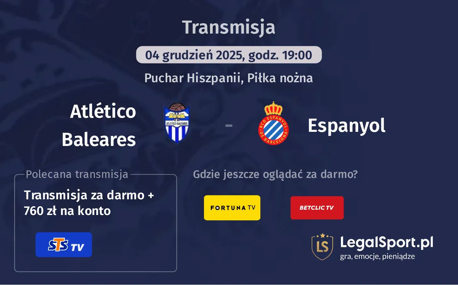 Atlético Baleares - Espanyol Transmisje