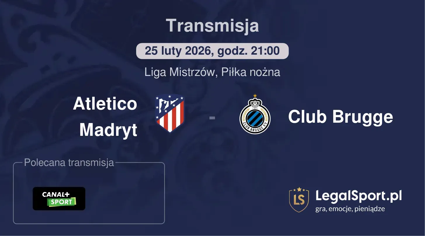 Atletico Madryt - Club Brugge Transmisje