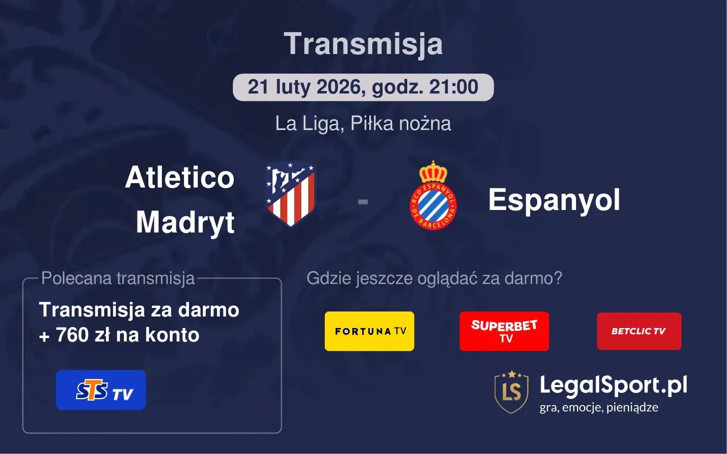 Atletico Madryt - Espanyol Transmisje