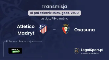Atletico Madryt - Osasuna gdzie oglądać?