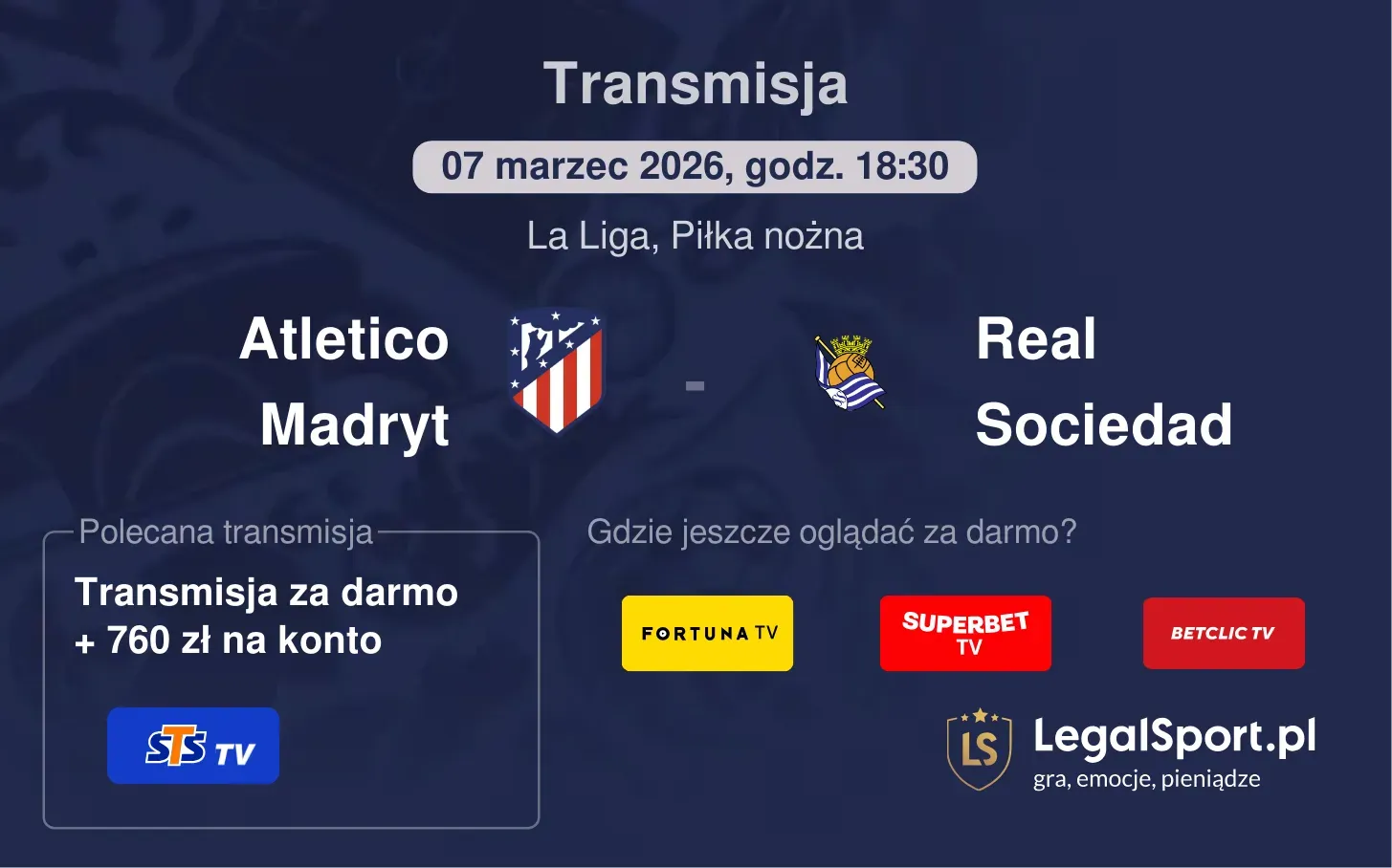 Atletico Madryt - Real Sociedad Transmisje