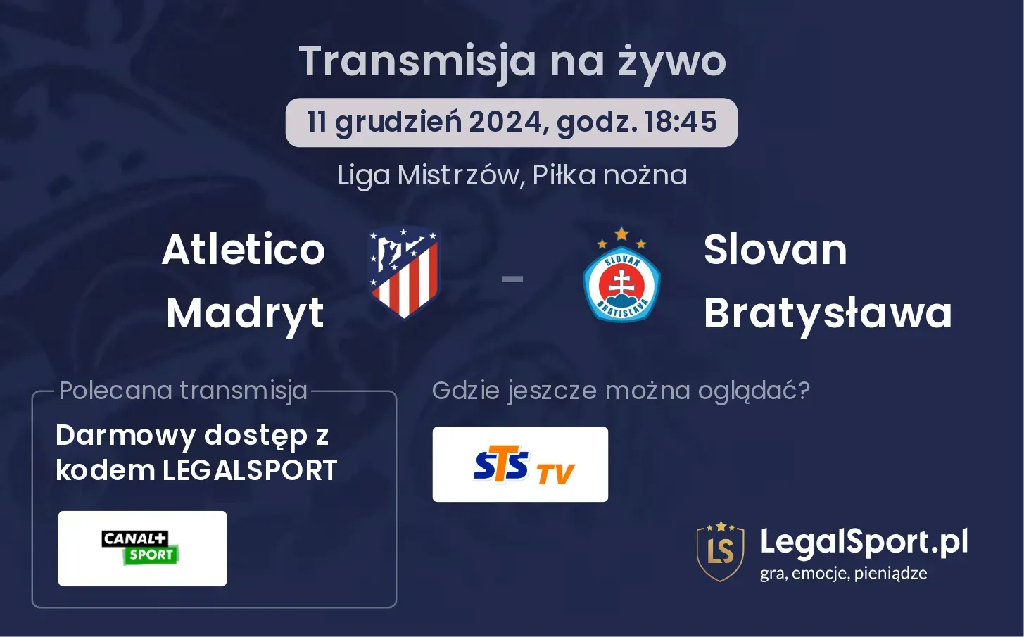 Atletico Madryt - Slovan Bratysława gdzie oglądać?
