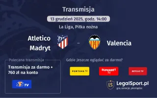 Atletico Madryt - Valencia gdzie oglądać? (13.12)