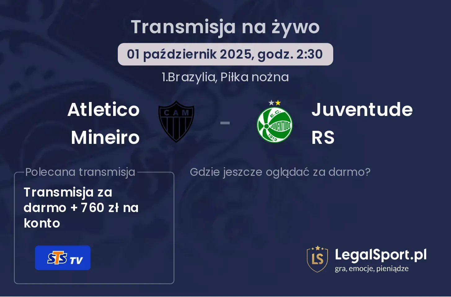 Atletico Mineiro - Juventude RS gdzie oglądać?