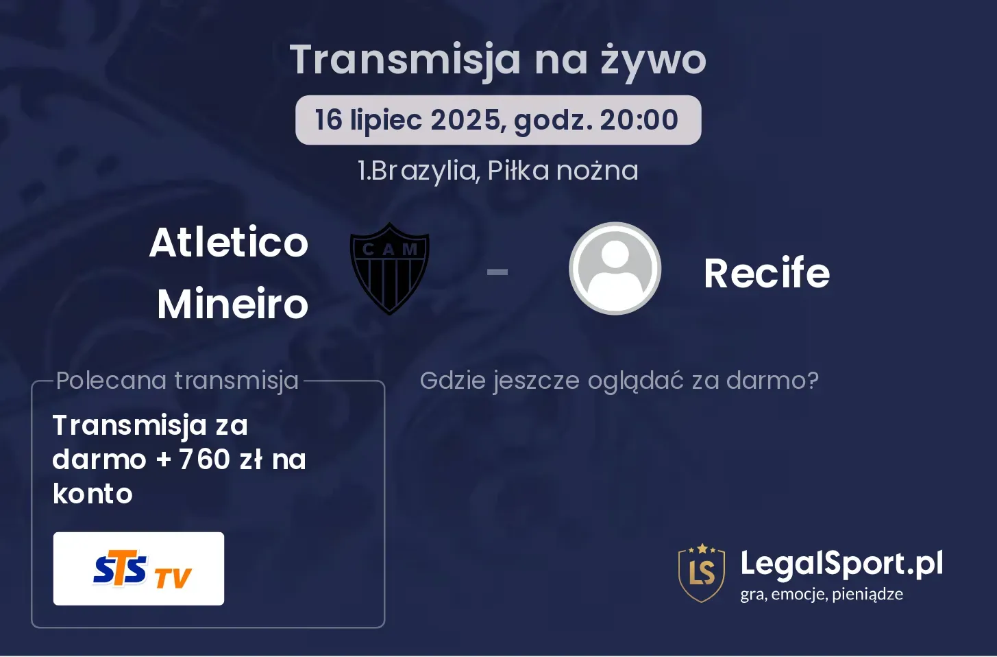 Atletico Mineiro - Recife transmisja na żywo