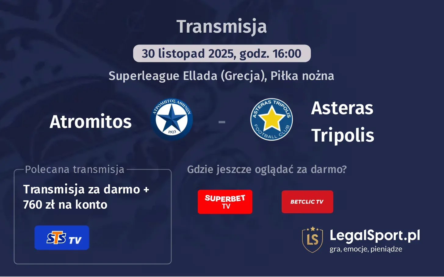 Atromitos - Asteras Tripolis Transmisje
