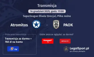 Atromitos - PAOK gdzie oglądać? (14.12)