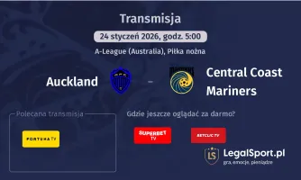 Auckland - Central Coast Mariners gdzie oglądać? (24.01)