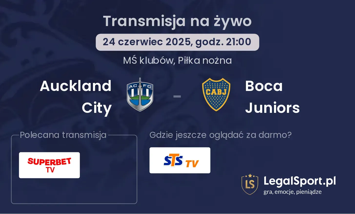 Auckland City - Boca Juniors transmisja na żywo