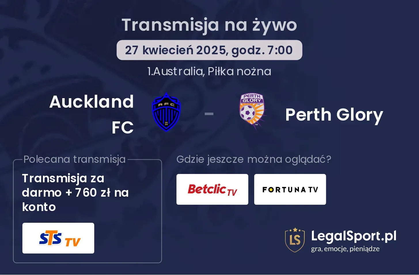 Auckland FC - Perth Glory gdzie oglądać?