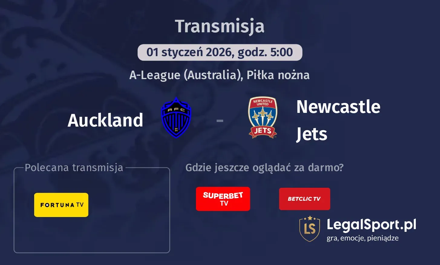 Auckland - Newcastle Jets Transmisje