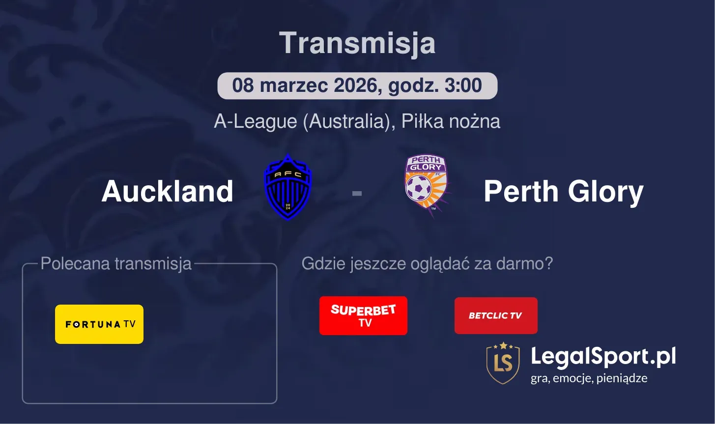 Auckland - Perth Glory Transmisje