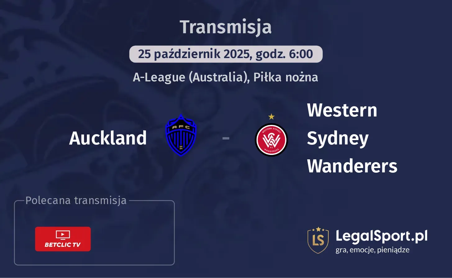 Auckland - Western Sydney Wanderers Transmisje