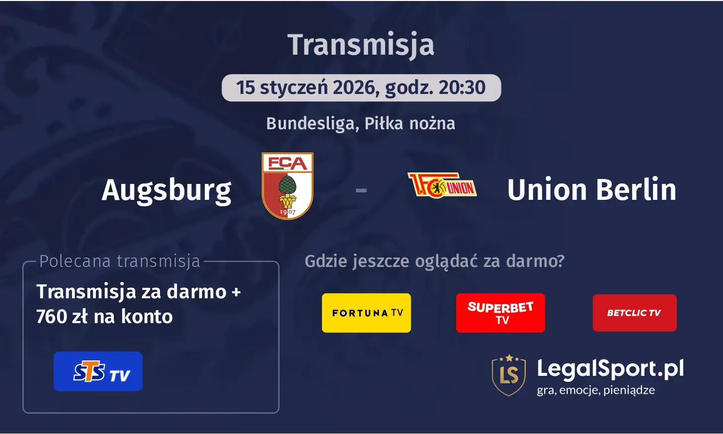 Augsburg - Union Berlin Transmisje