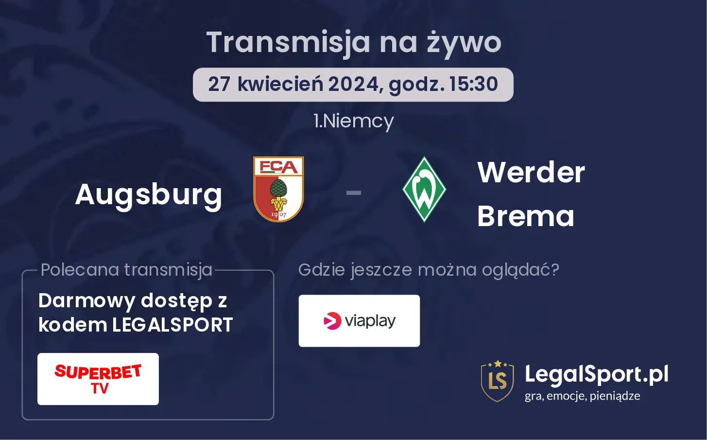 Augsburg - Werder Brema transmisja na żywo