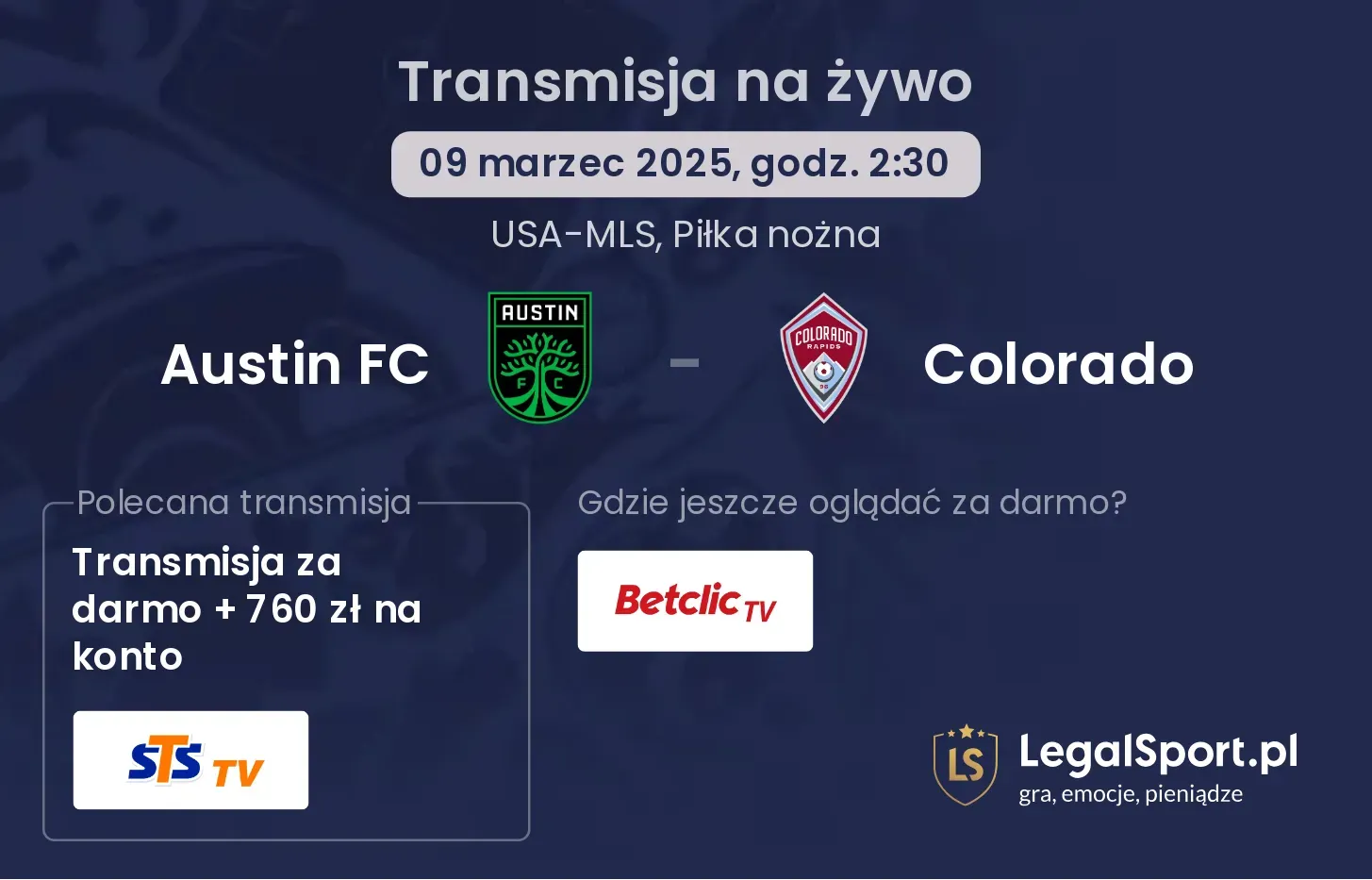 Austin FC - Colorado gdzie oglądać?