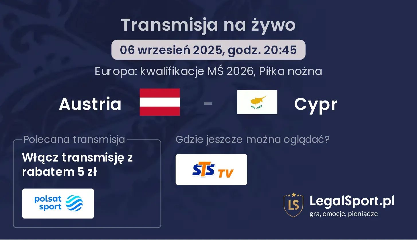 Austria - Cypr transmisja na żywo