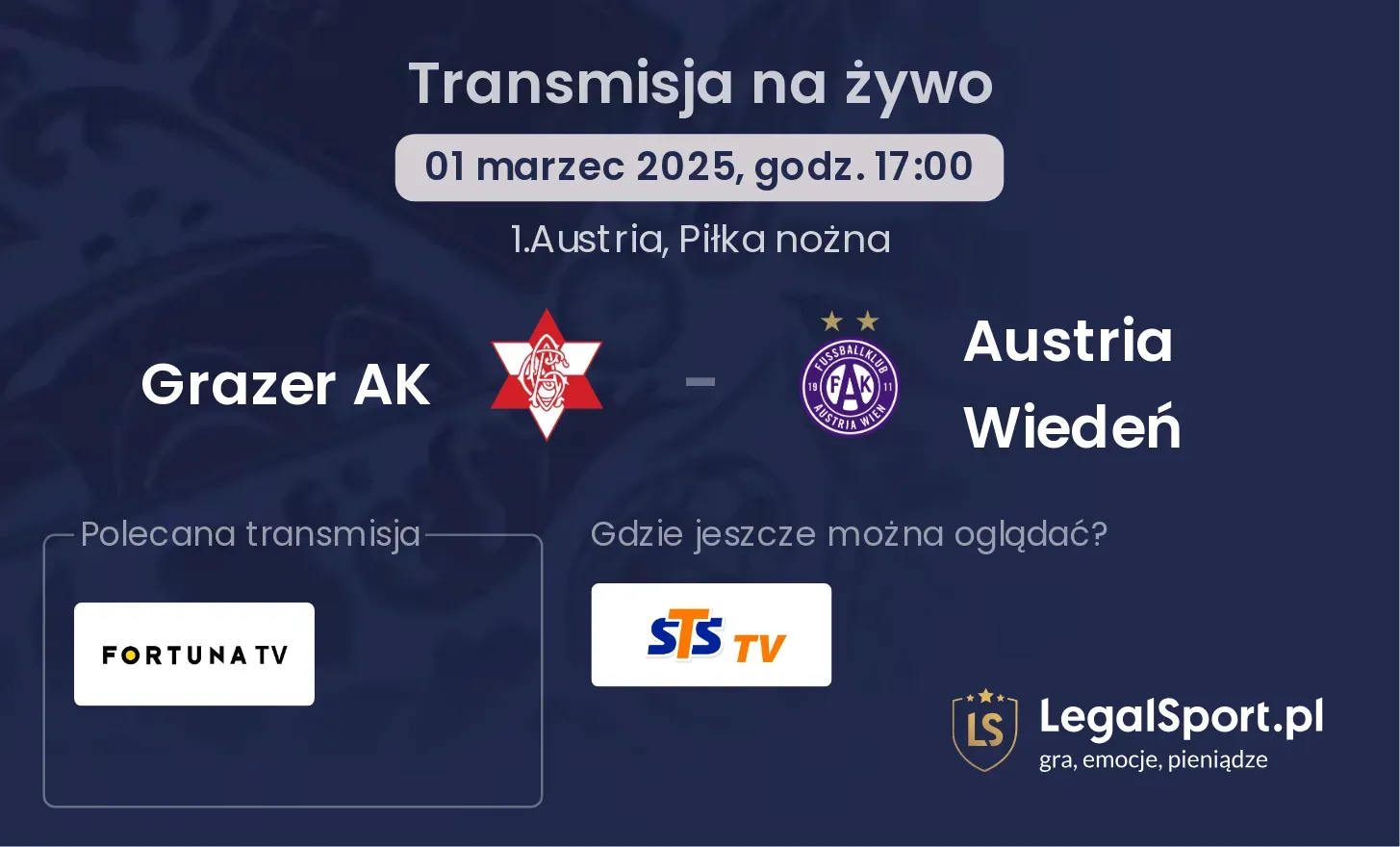 Grazer AK - Austria Wiedeń gdzie oglądać transmisję?