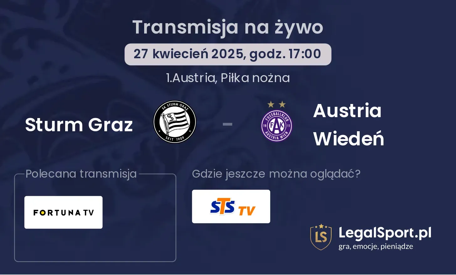 Sturm Graz - Austria Wiedeń gdzie oglądać?