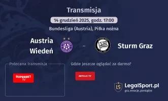 Austria Wiedeń - Sturm Graz gdzie oglądać? (14.12)