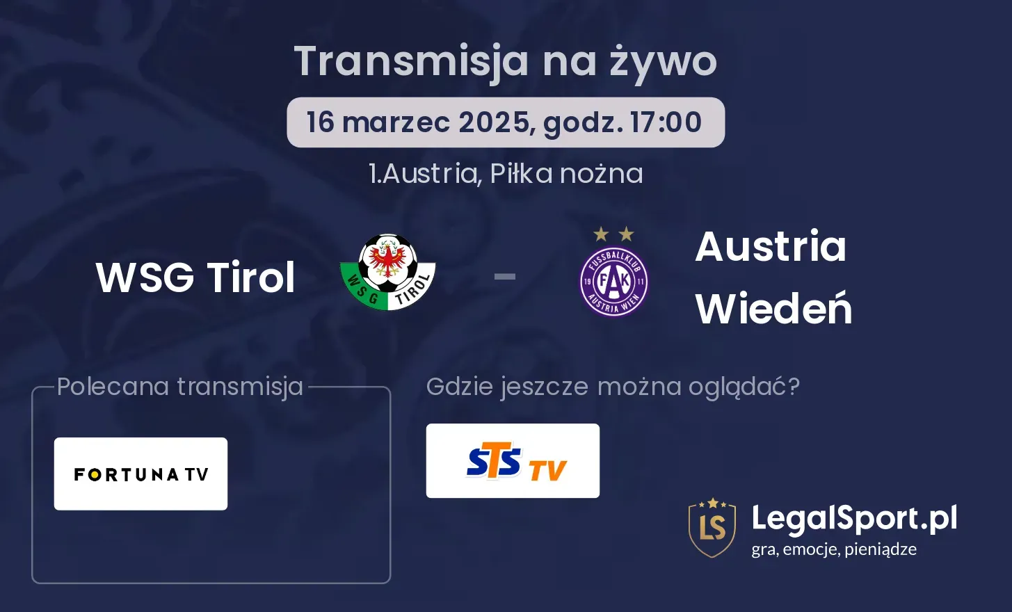 WSG Tirol - Austria Wiedeń gdzie oglądać?