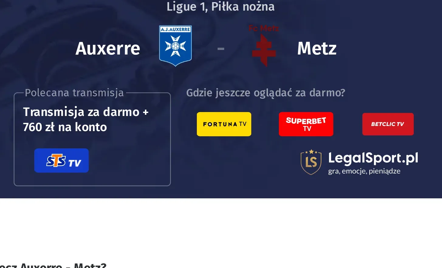 Auxerre - Metz Transmisje