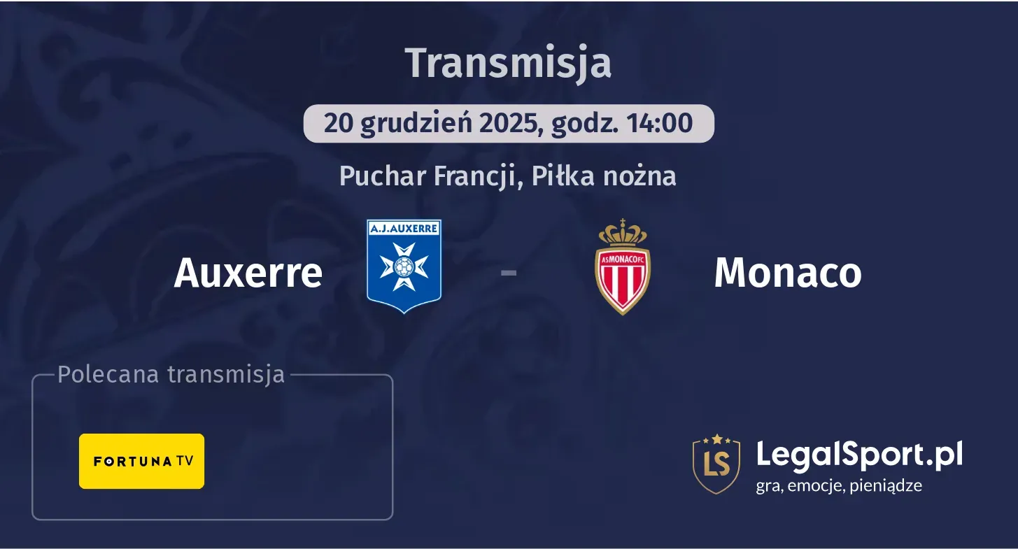 Auxerre - Monaco Transmisje