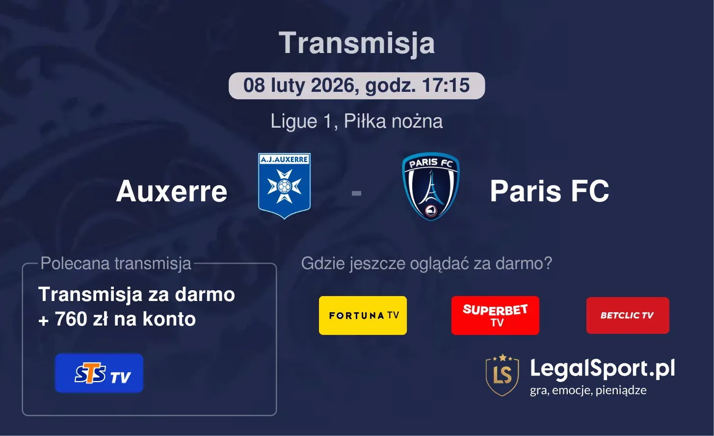 Auxerre - Paris FC Transmisje