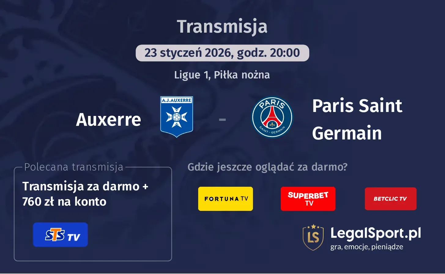 Auxerre - Paris Saint Germain Transmisje