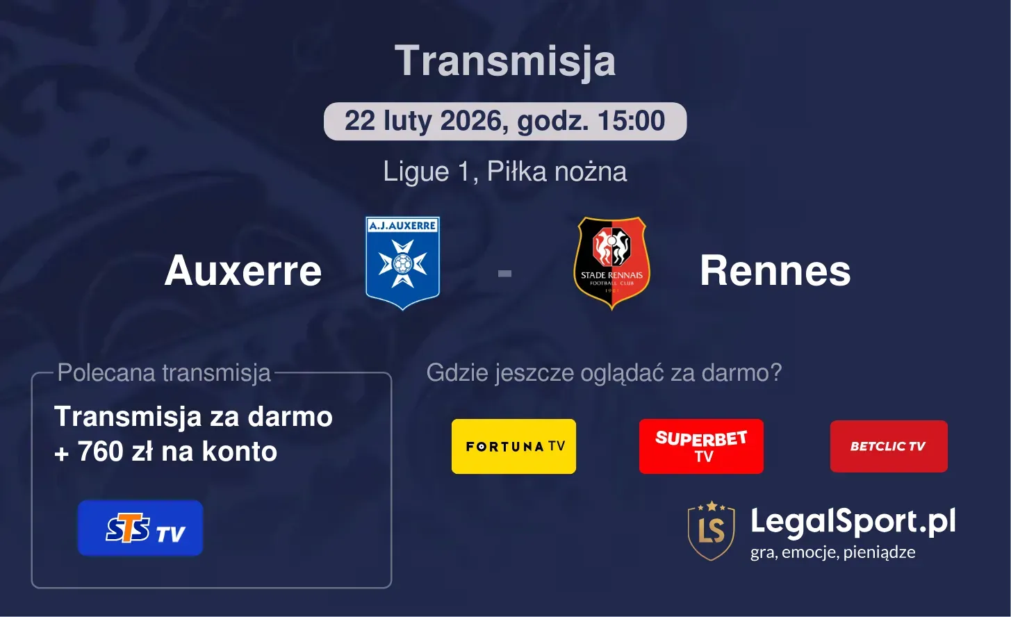 Auxerre - Rennes Transmisje