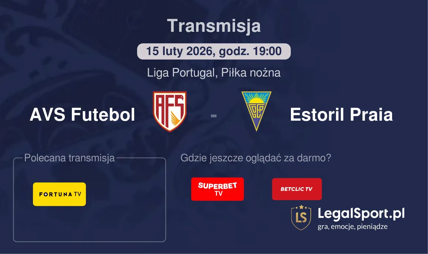 AVS Futebol - Estoril Praia Transmisje