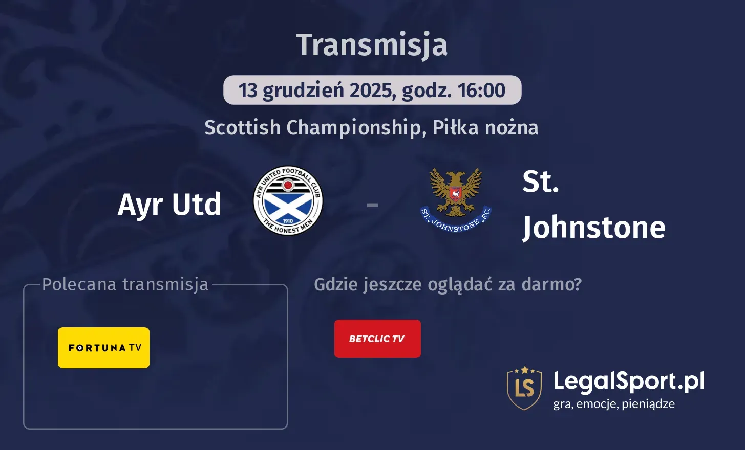 Ayr Utd - St. Johnstone Transmisje