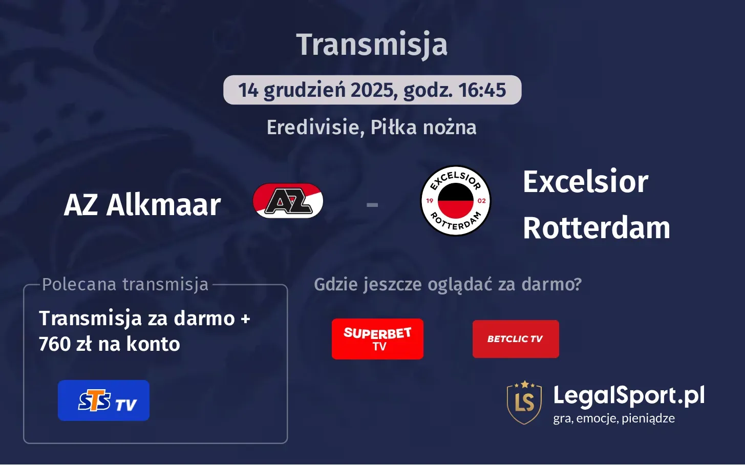 AZ Alkmaar - Excelsior Rotterdam Transmisje