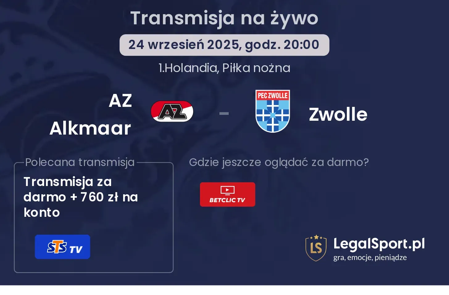 AZ Alkmaar - Zwolle transmisja na żywo