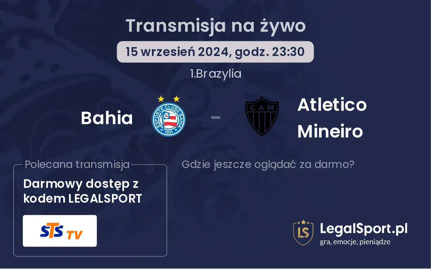 Bahia - Atletico Mineiro gdzie oglądać? 15.09, godz. 23:30