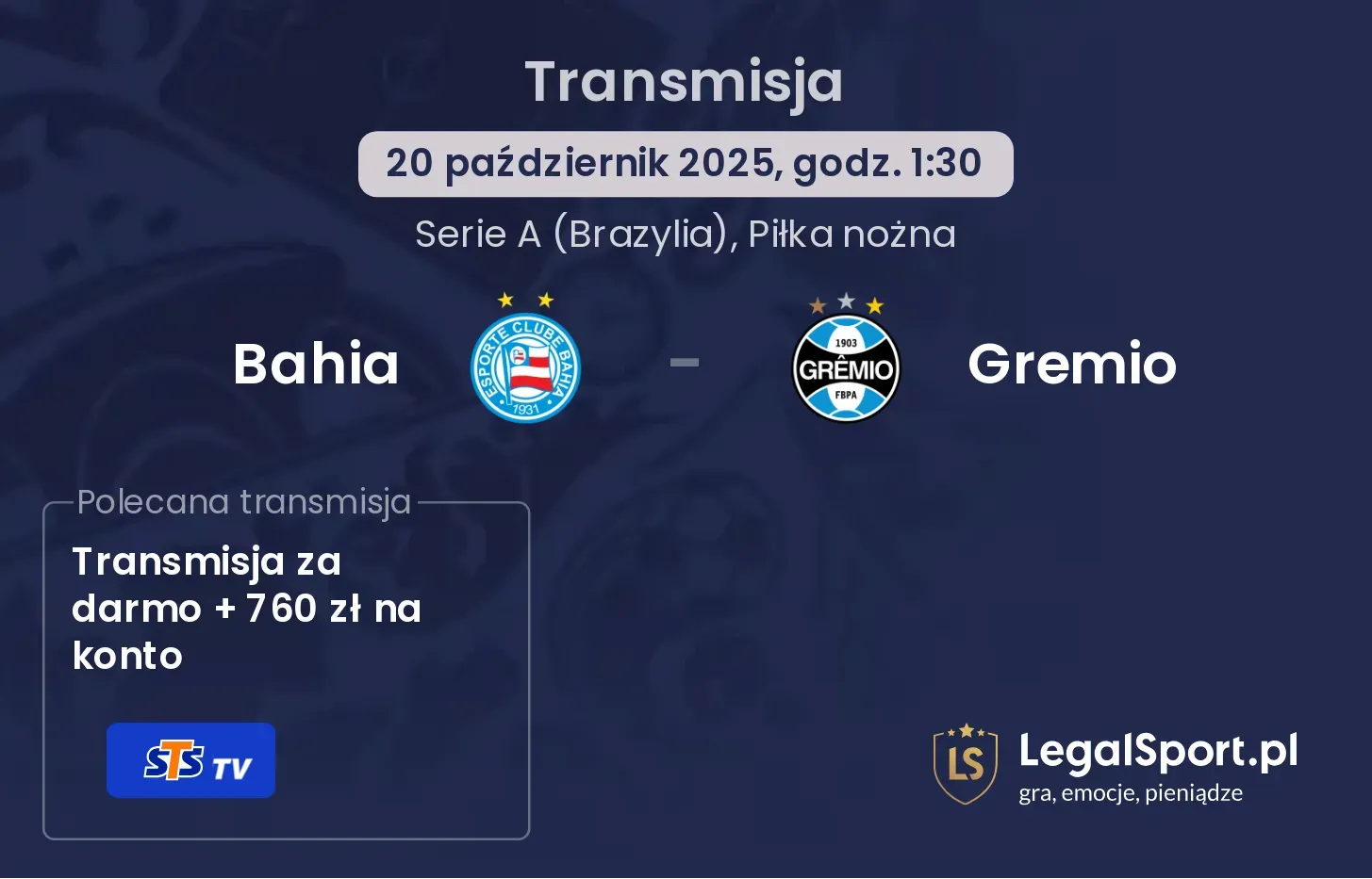 Bahia - Gremio Transmisje