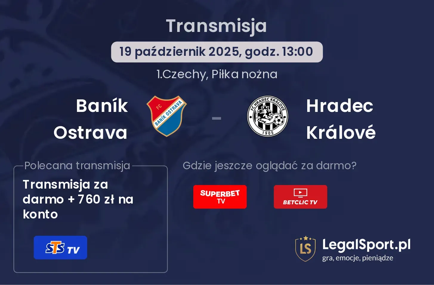 Baník Ostrava - Hradec Králové Transmisje