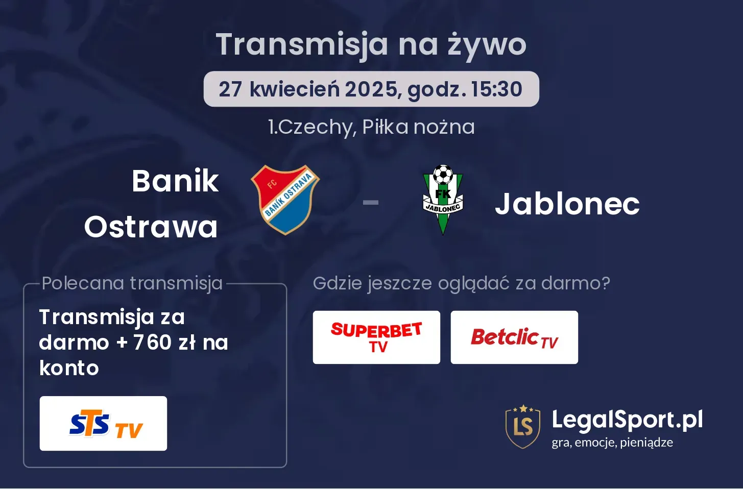 Banik Ostrawa - Jablonec gdzie oglądać?