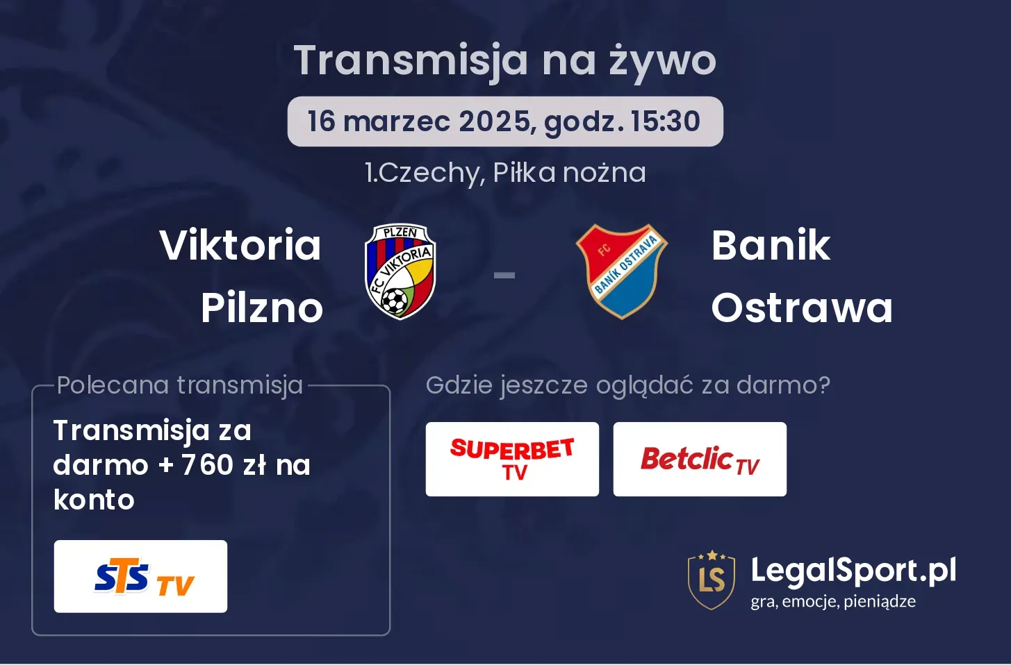 Viktoria Pilzno - Banik Ostrawa gdzie oglądać transmisję?